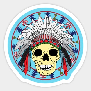 Sioux Native American Indian Skull in Headdress Sticker